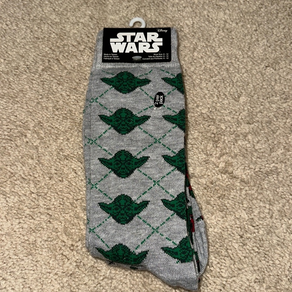 Star Wars 2 Pack Yoda and Boba Fett Argyle Dress Socks